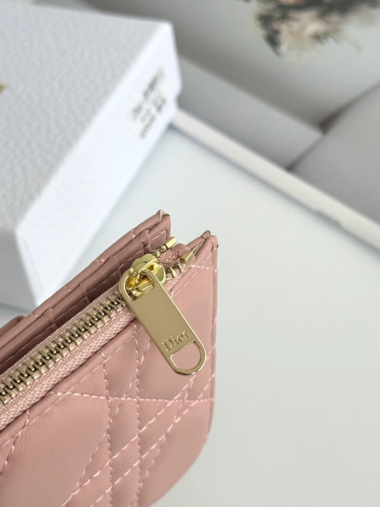 Dior Lambskin Quilted Wallet in Pink · view 5