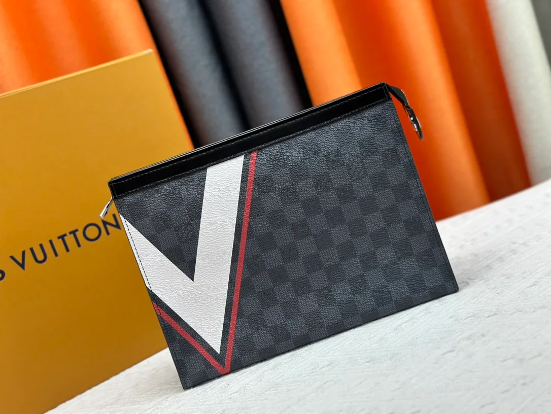 Louis Vuitton Canvas Check Clutch in Grey · view 1