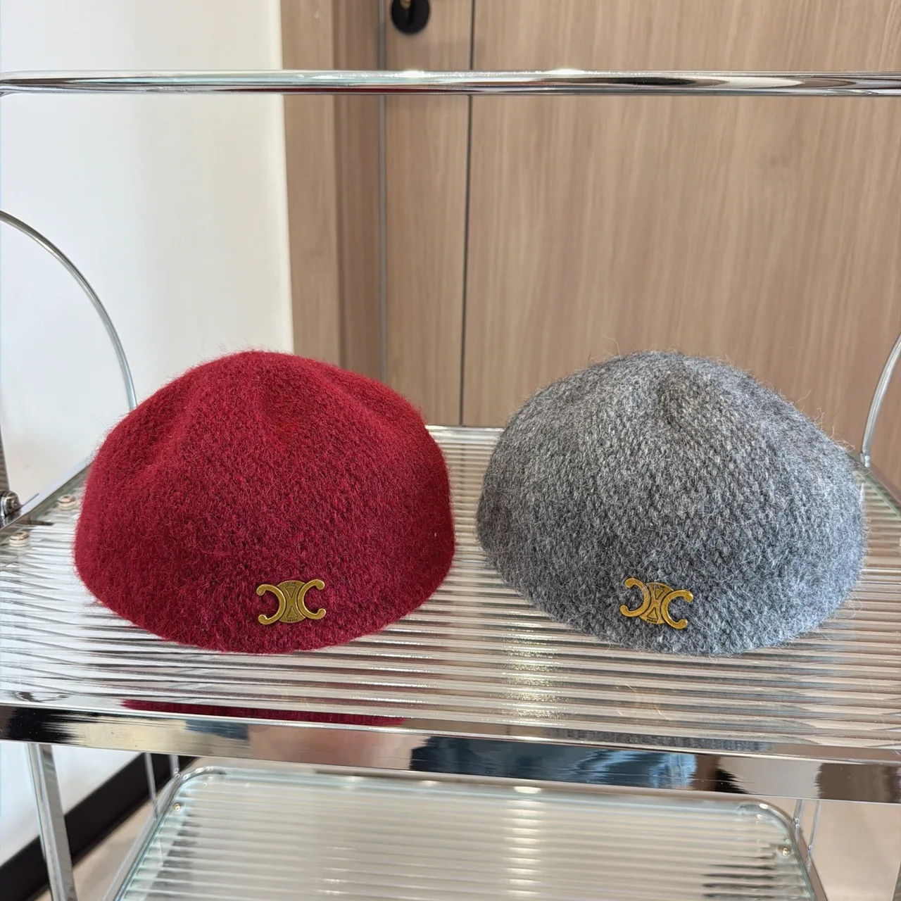 Celine Beret in Red & Brown & Grey & Black & White & Beige · view 3