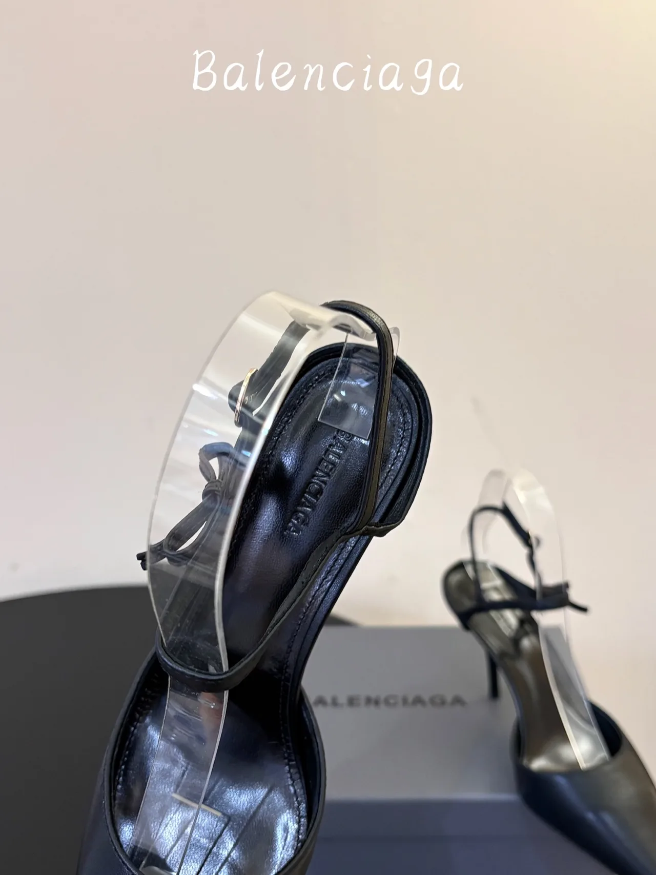 Balenciaga Glossy Pointed-Toe Ankle Strap Pumps in Black · view 8