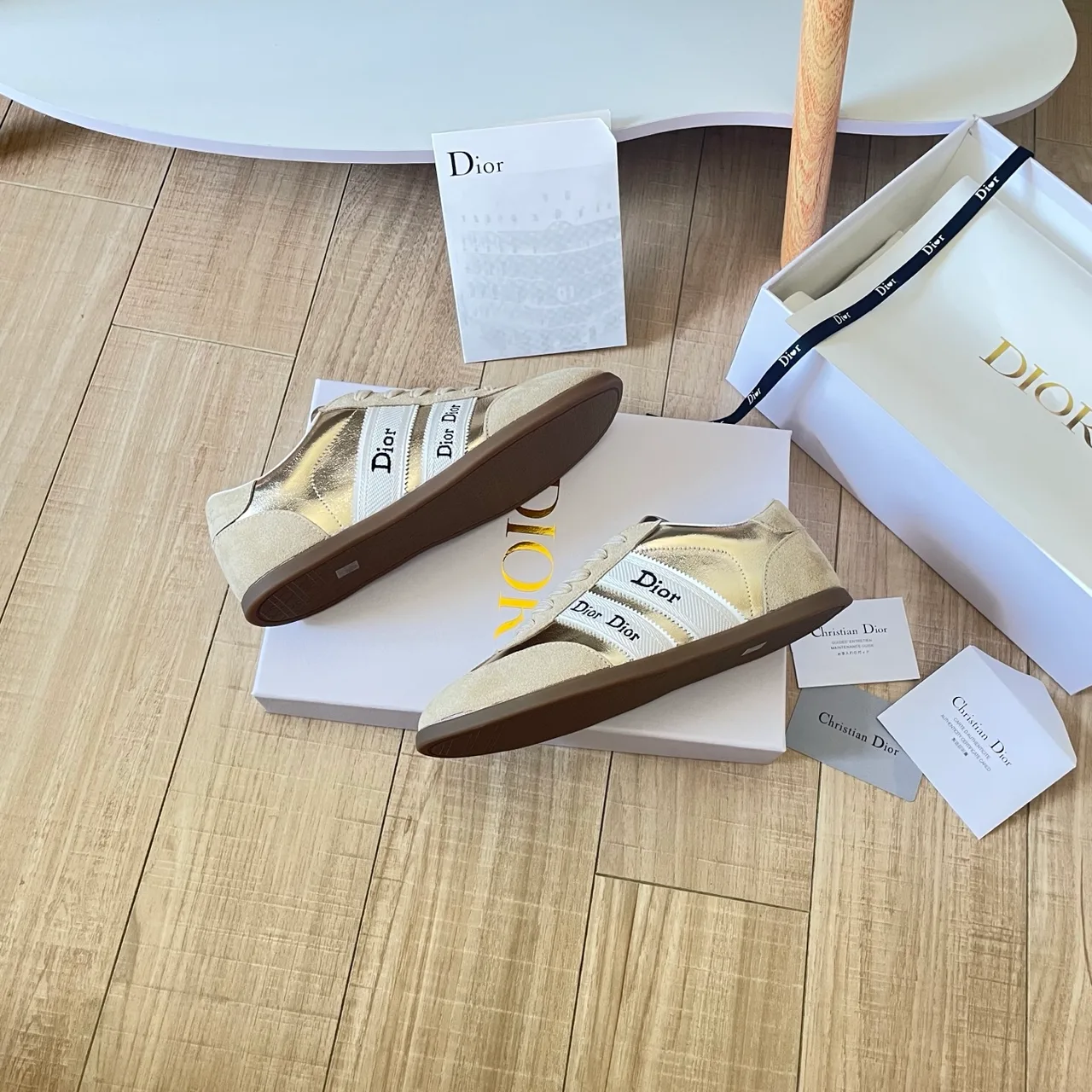 Dior Leather Sneakers in Gold · view 7