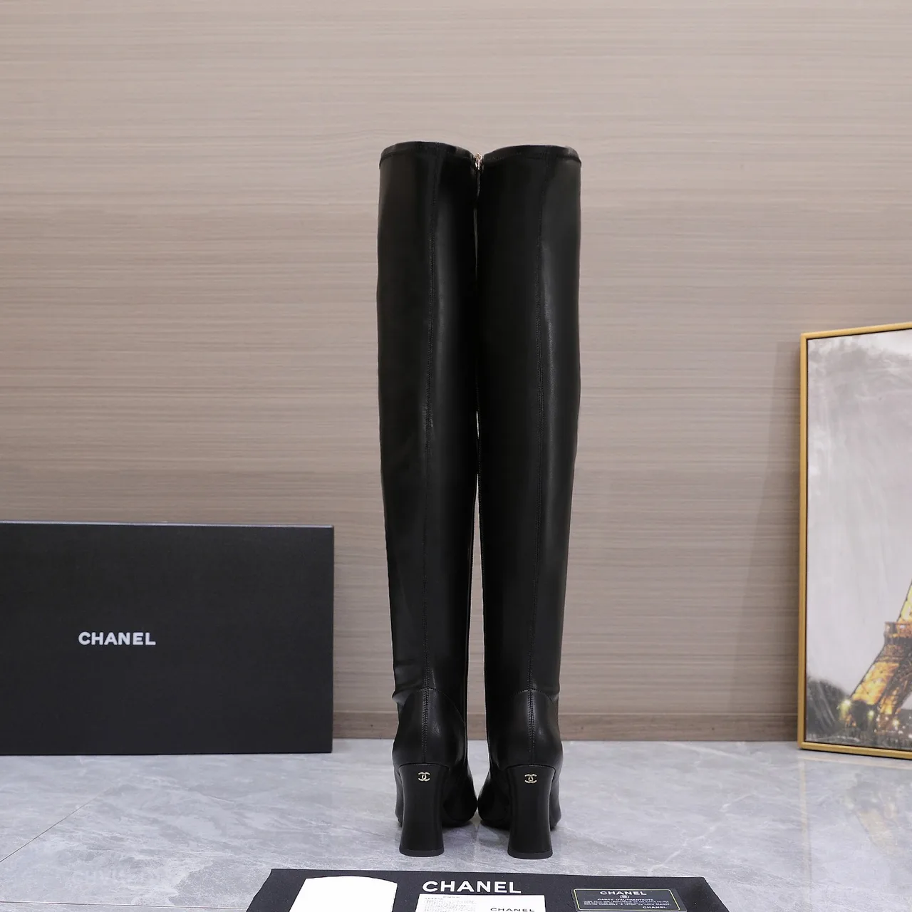Chanel Cowhide Boots in Black · view 3