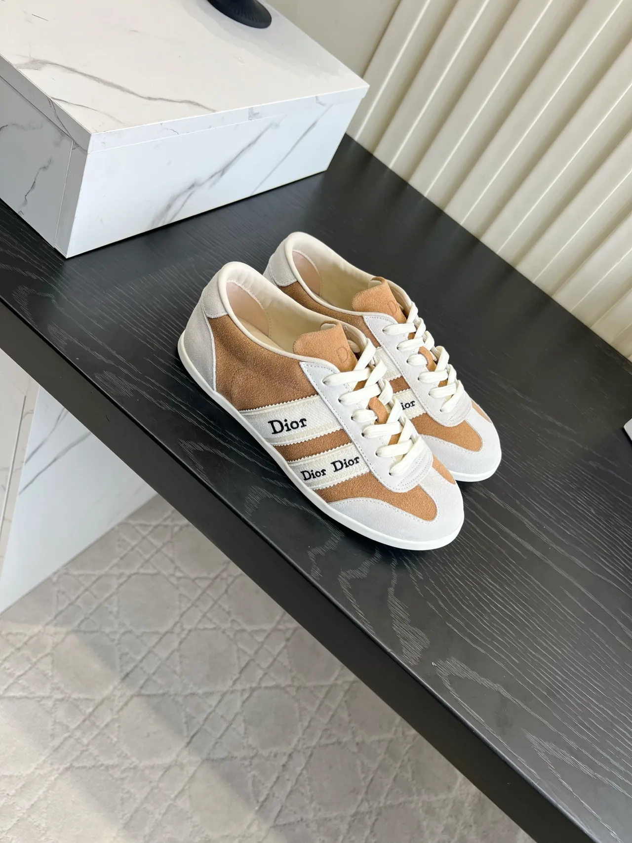 Dior Cowhide Wool Sneakers in White · view 3