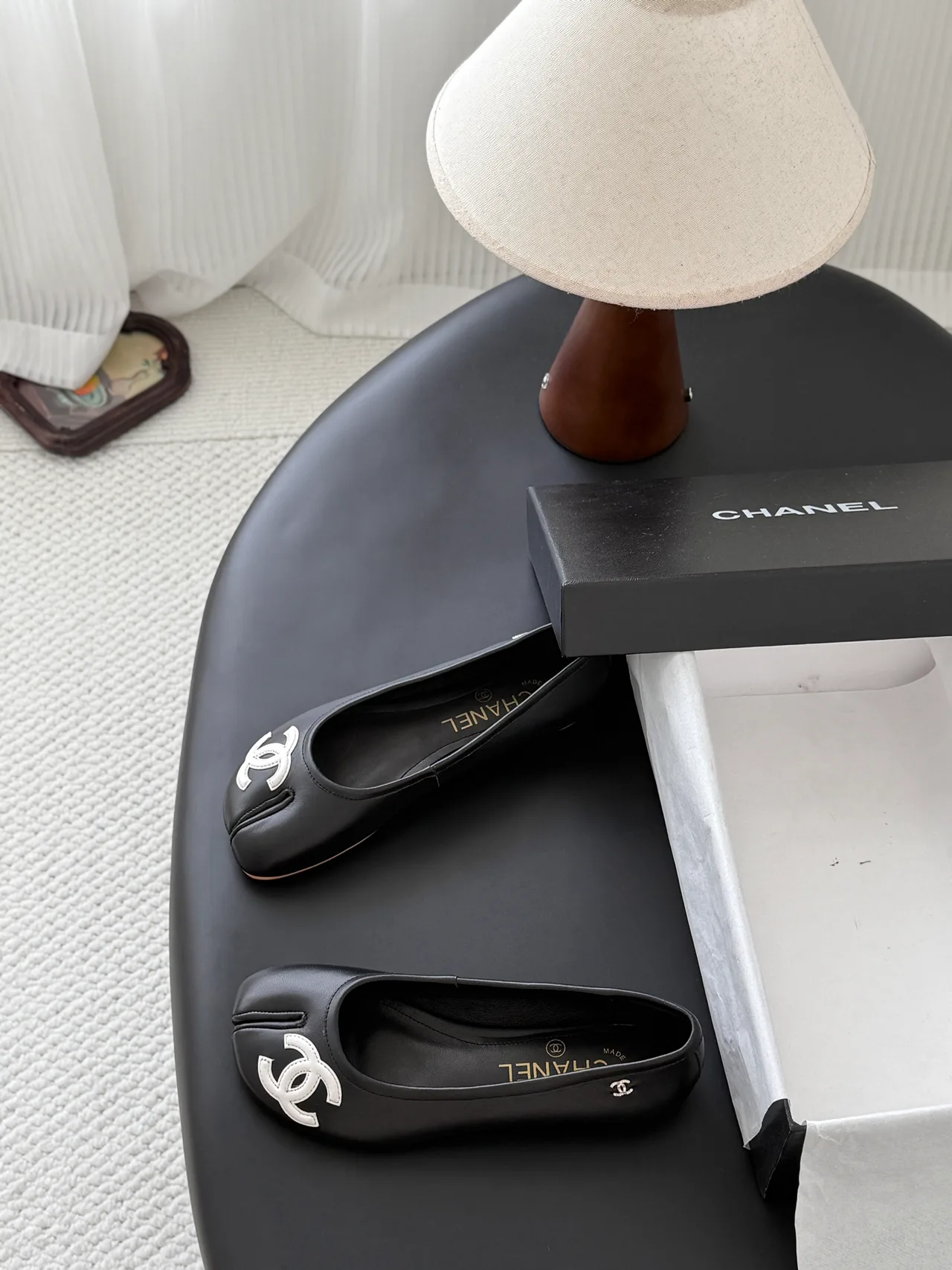 Chanel Cowhide Ballet Flats in Black · view 4