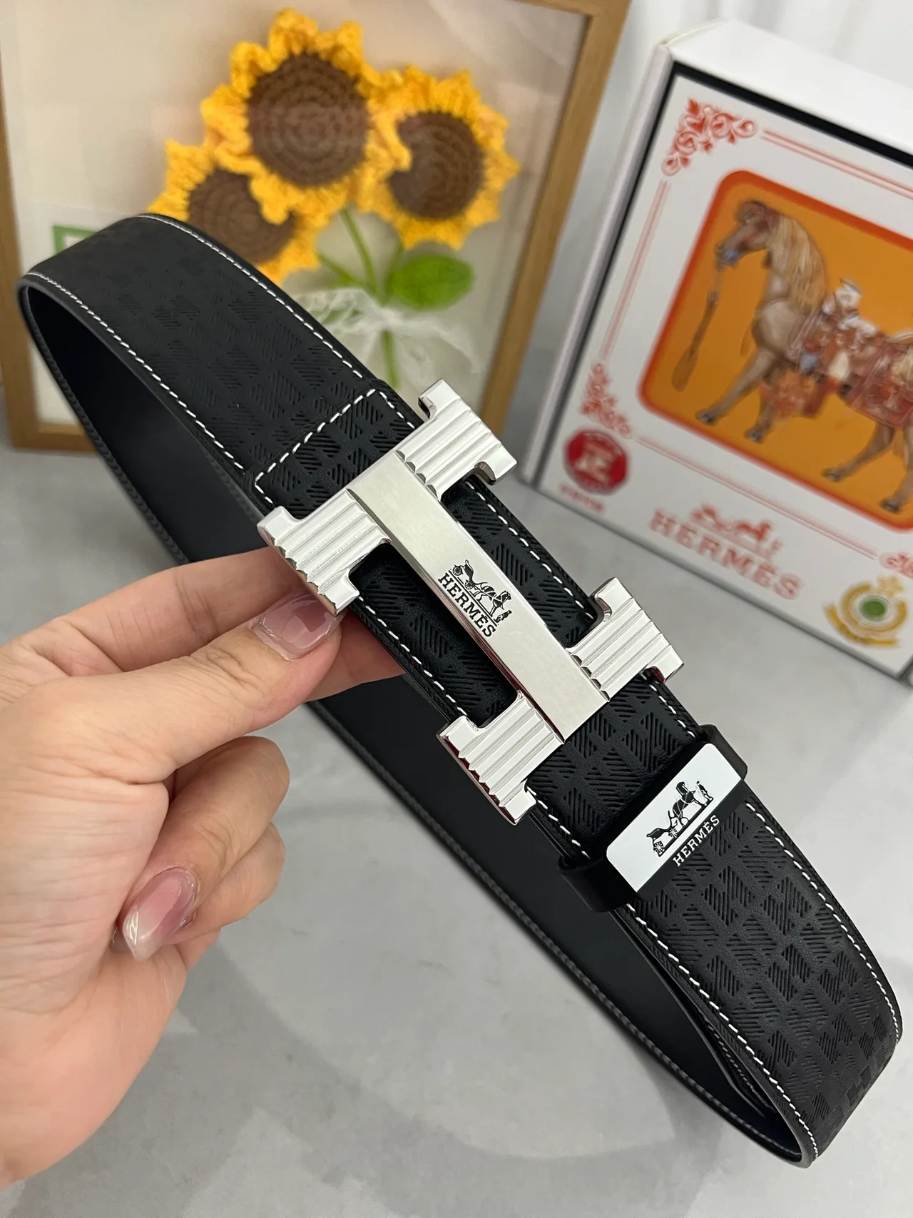 Hermes H Buckle Belt in Black · view 5
