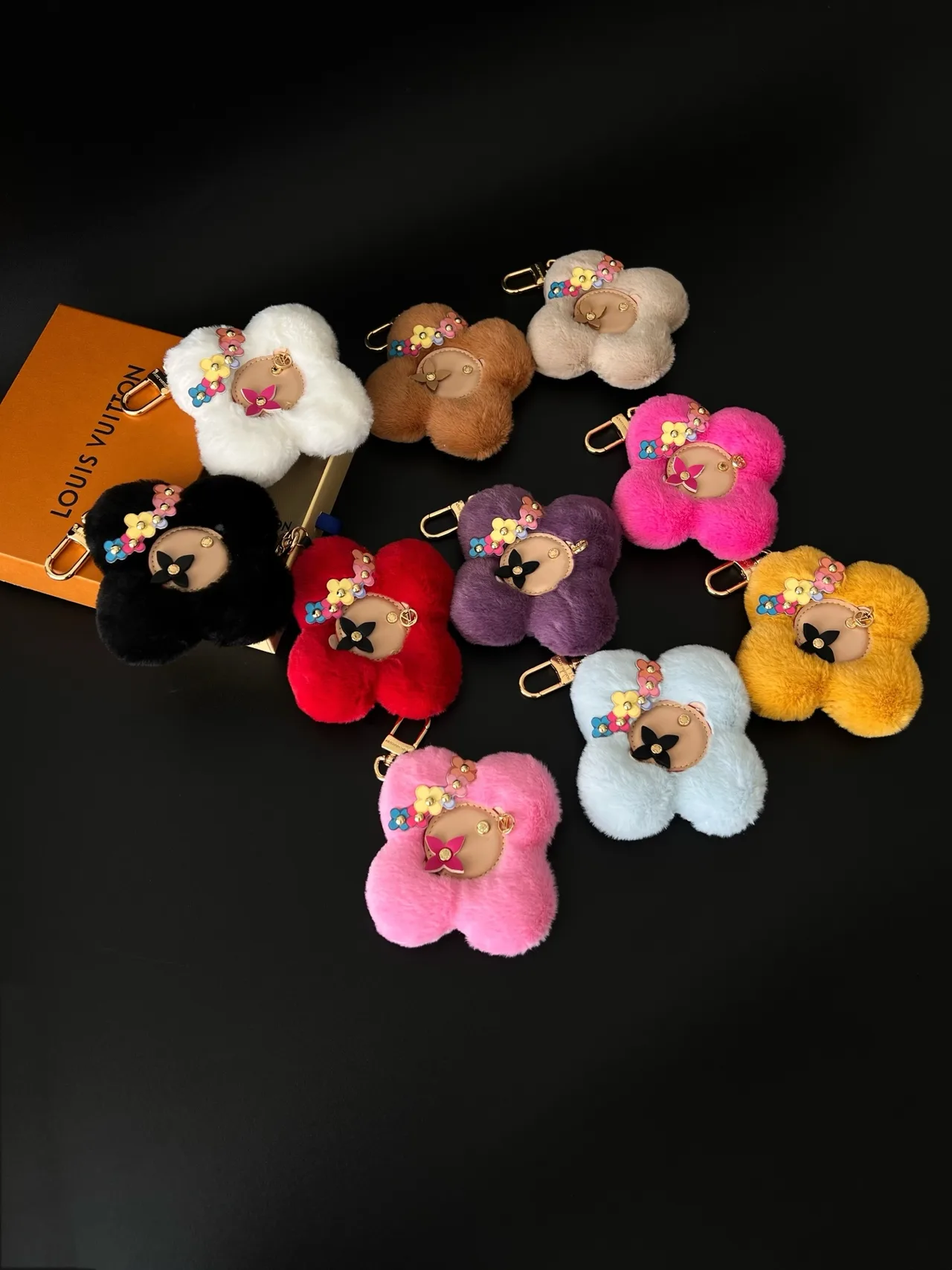 Louis Vuitton Flower Bag Charm in Black & White & Brown & Beige & Purple & Red & Pink & Blue & Yellow · view 6