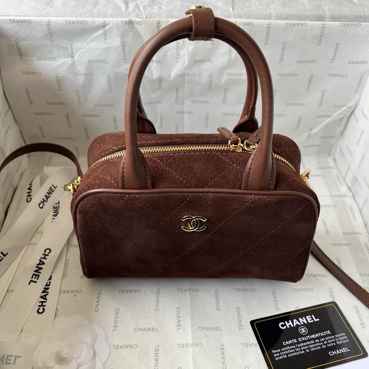 Chanel Quilted Handbag in Brown · view 2