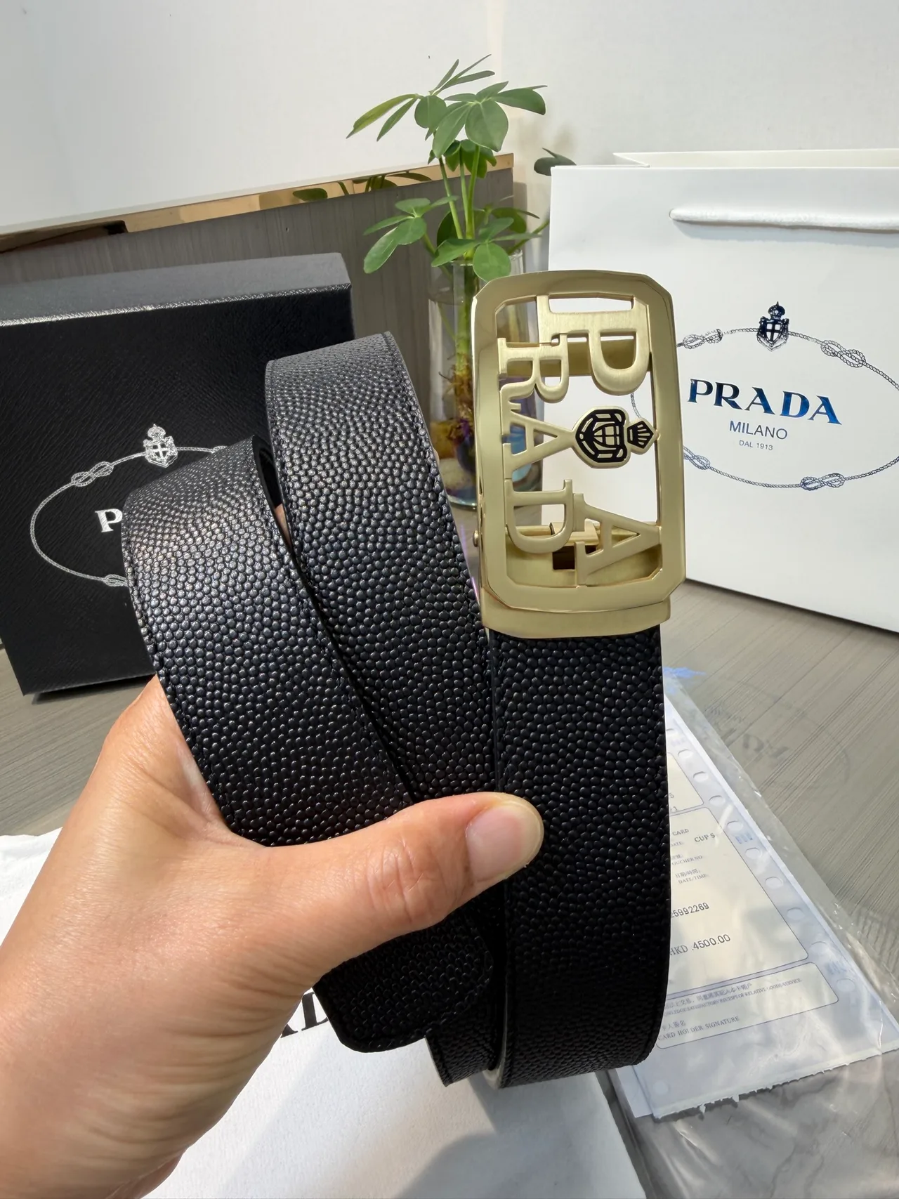 Prada Calfskin Belt in Black · view 4