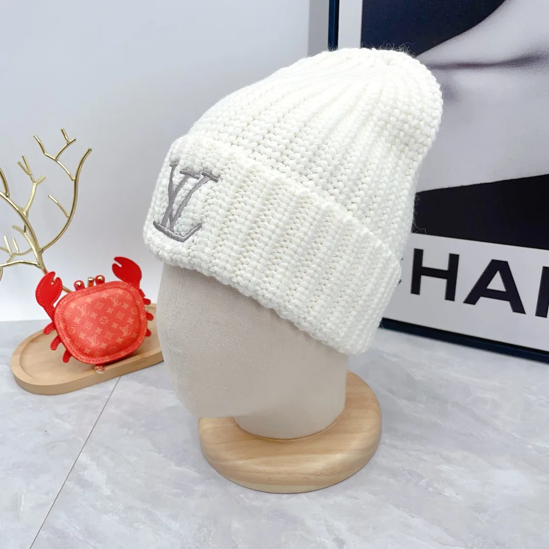 Louis Vuitton Wool Ribbed Embroidered Beanie in White · view 5