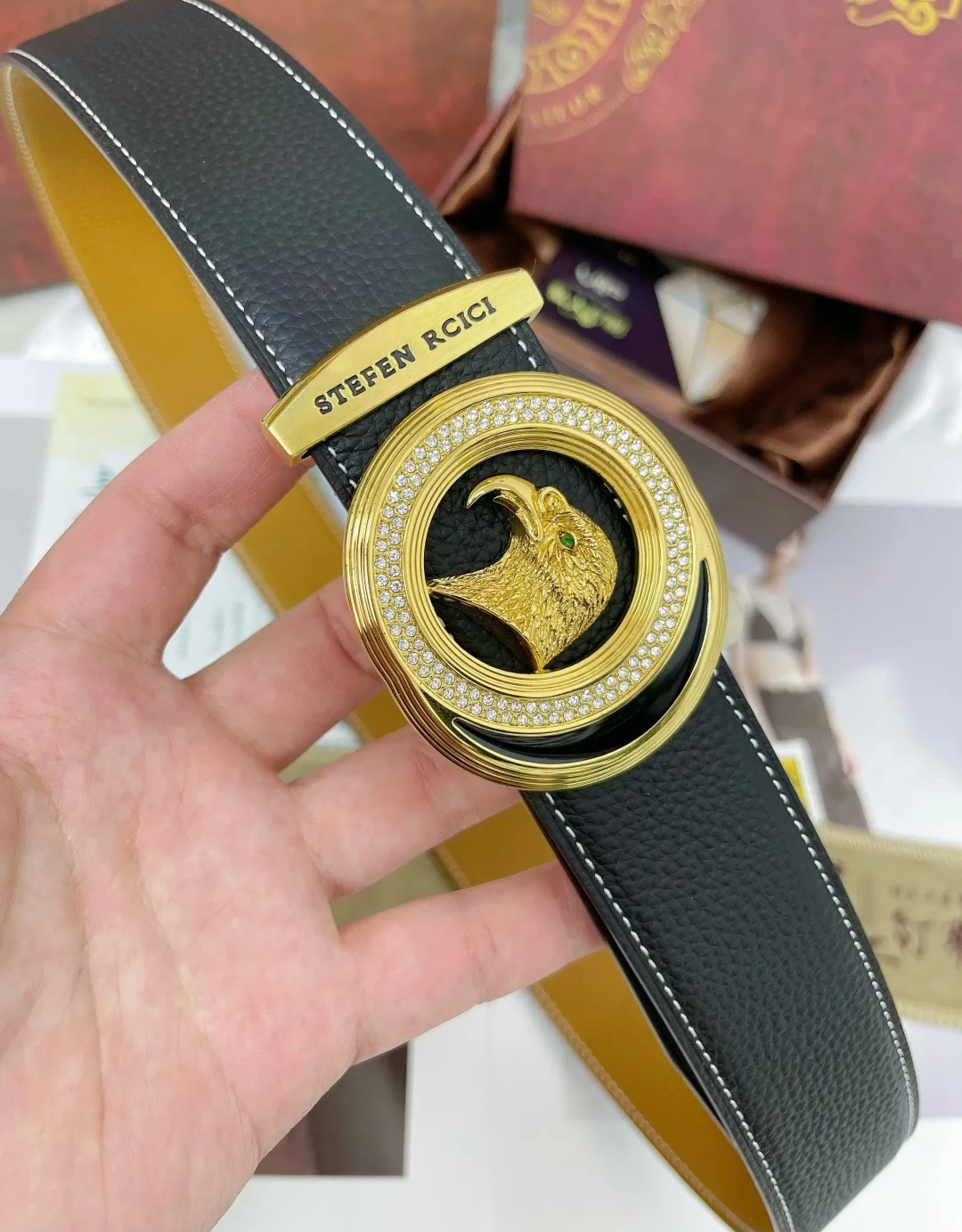 Stefen Rcici Eagle Buckle Belt in Black · view 7