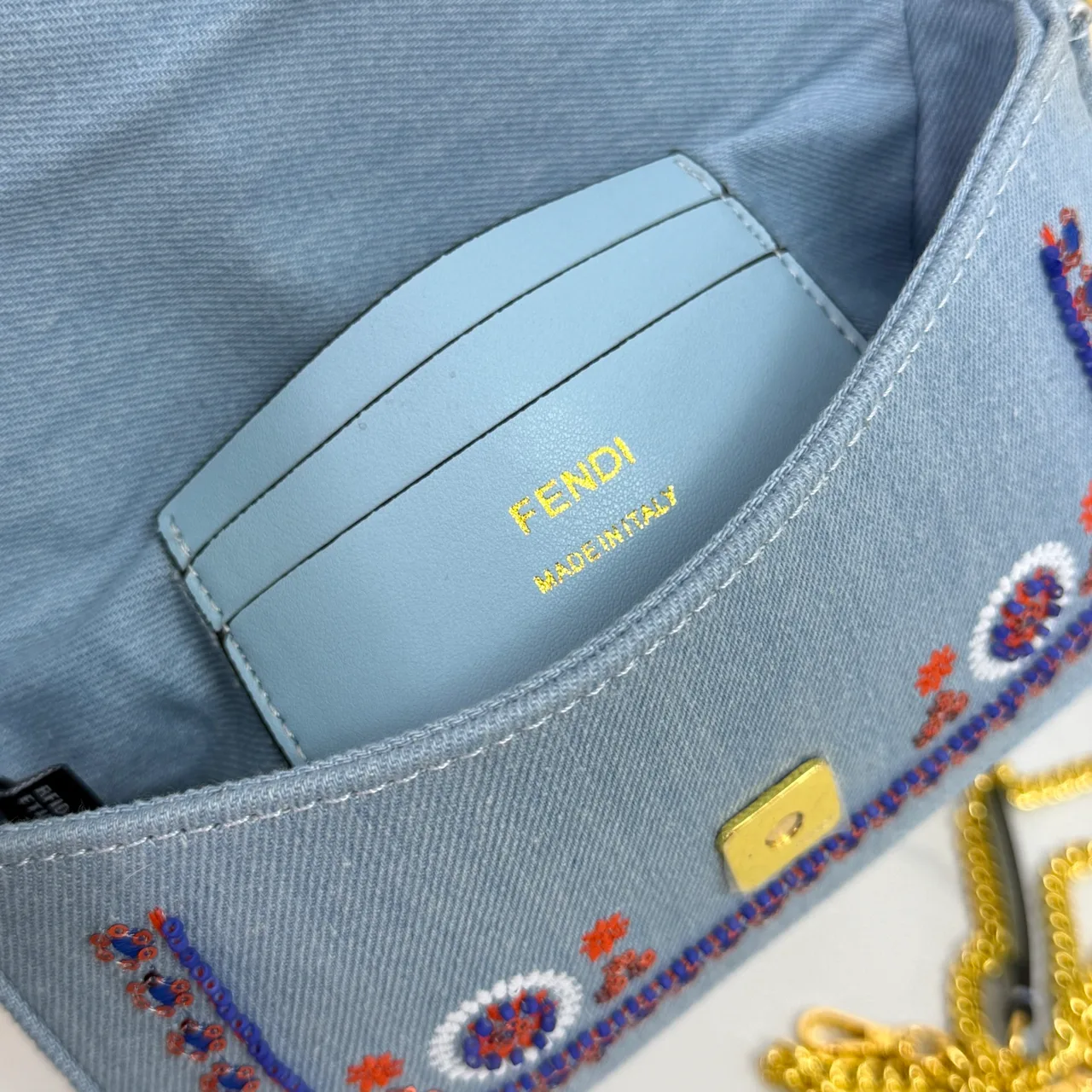 Fendi Embroidered Crossbody Bag in Blue · view 6