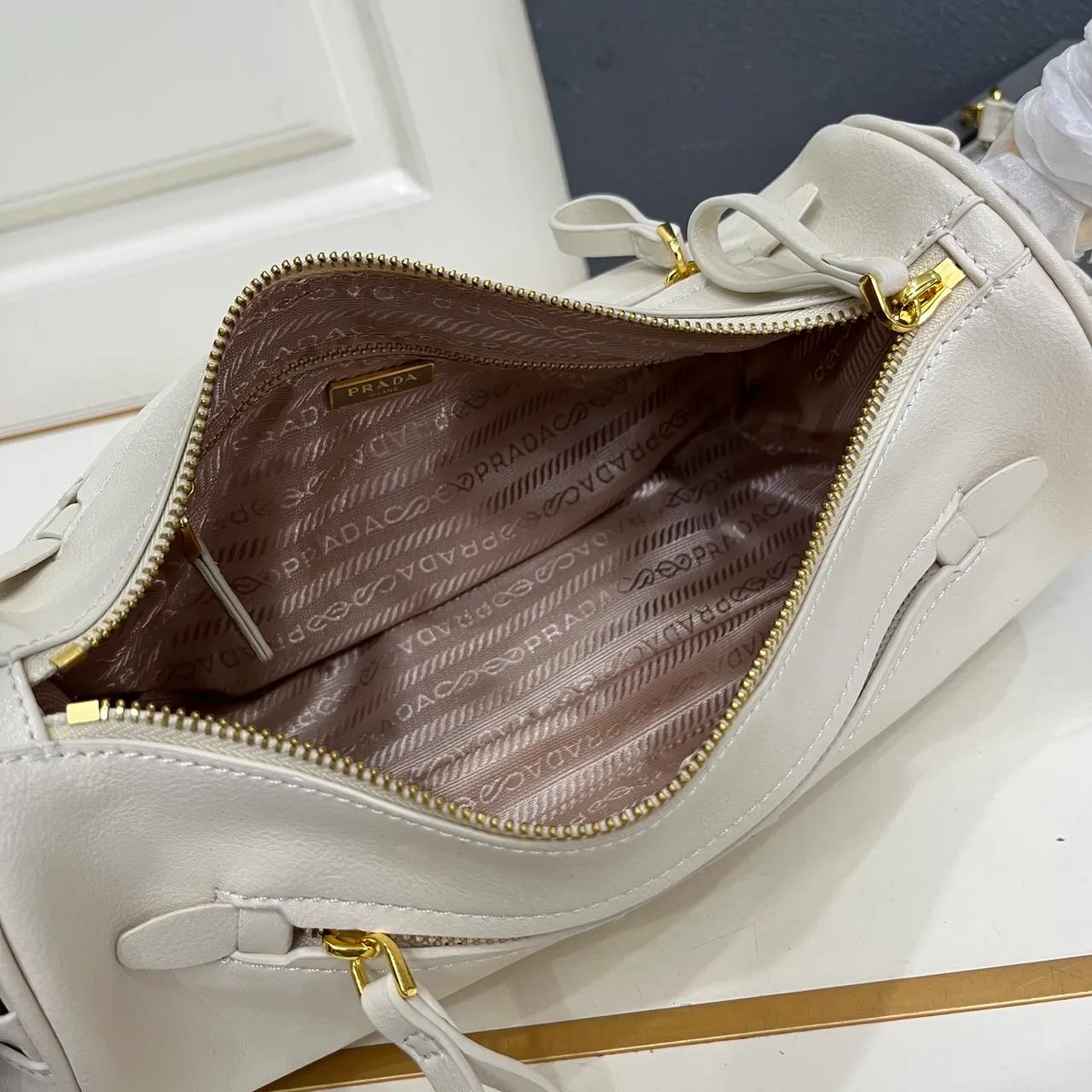 Prada Leather Hobo Bag in White · view 8