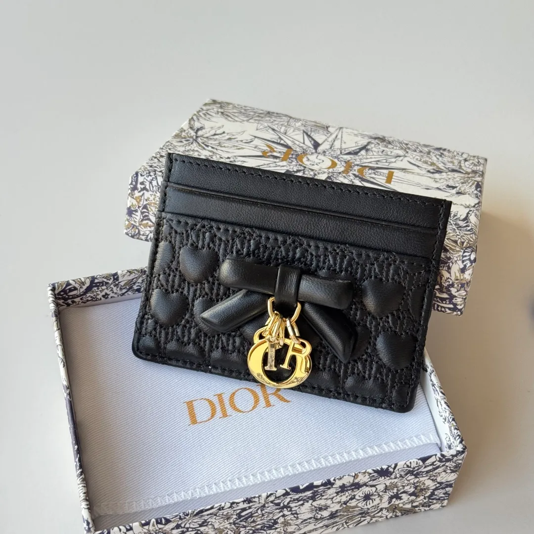 Dior Lambskin Bow Cardholder in Black · view 7