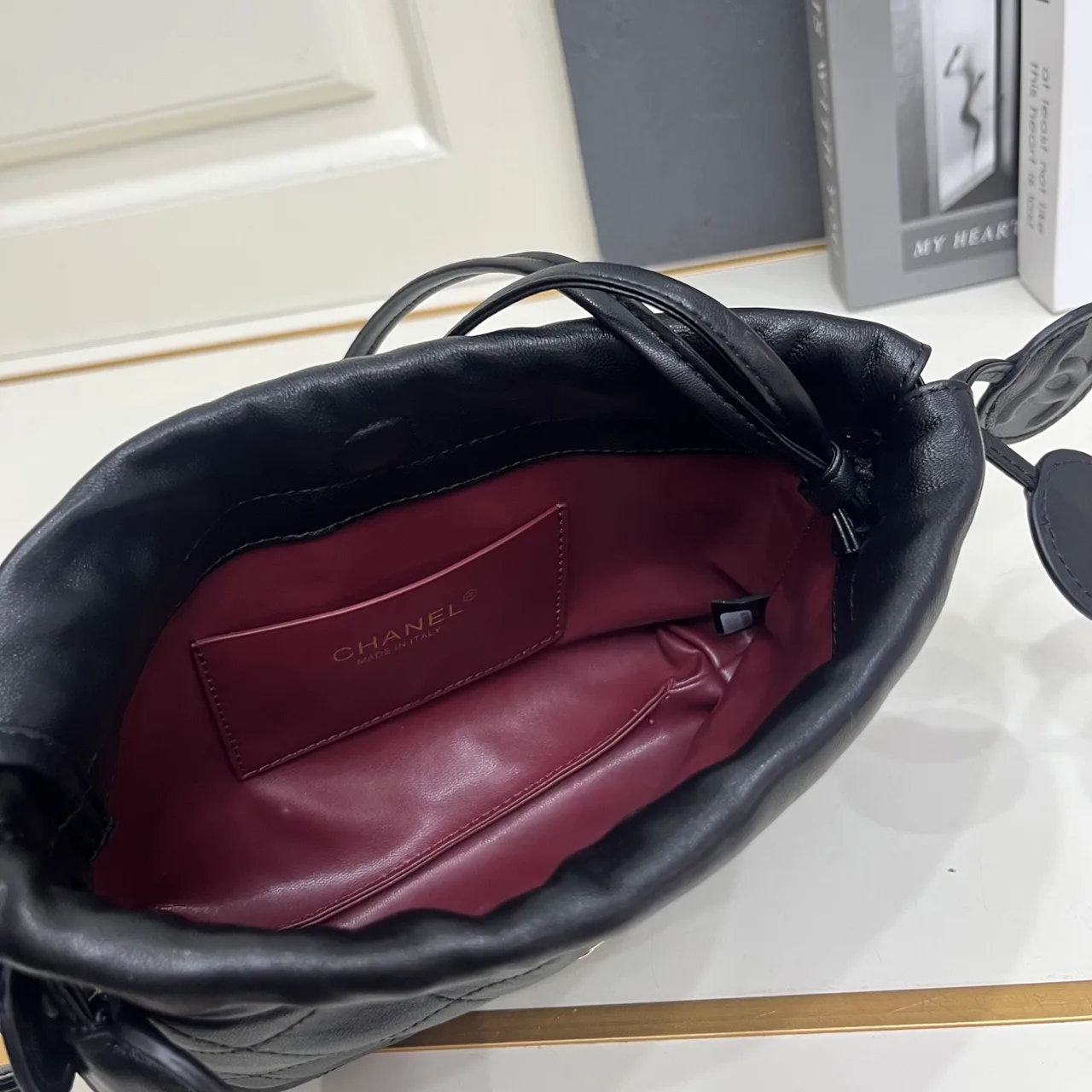 Chanel Quilted Glossy Crossbody Bag in Black · view 8