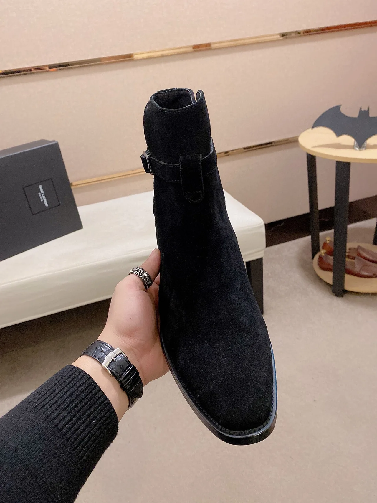 Saint Laurent Cowhide Boots in Black · view 2