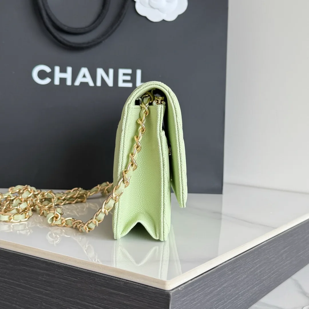 Chanel Calfskin Quilted Clutch in Green · view 4