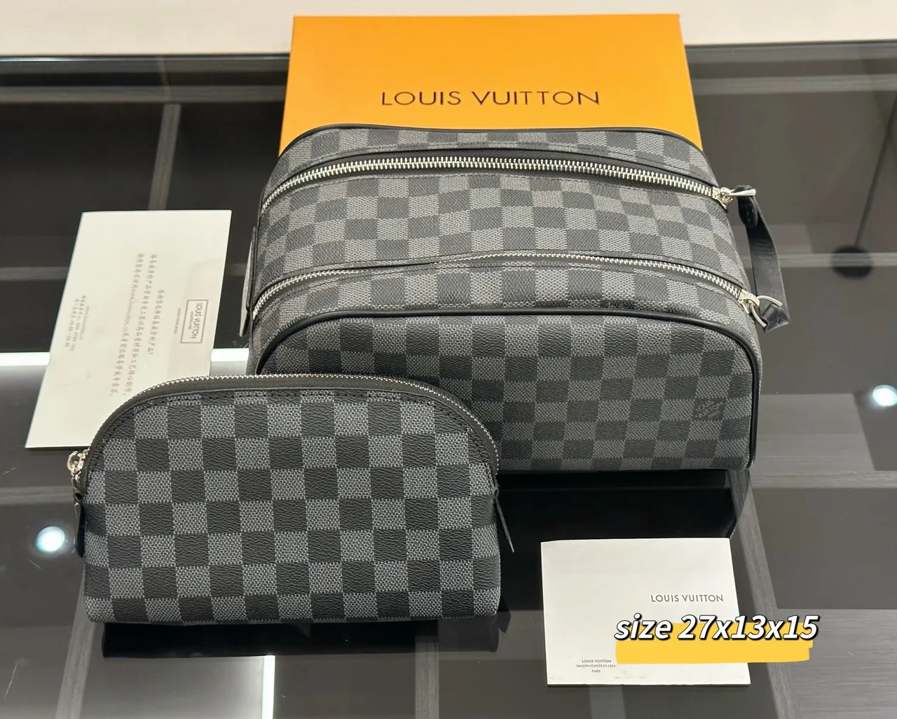 Louis Vuitton Double-Zip Bag in Brown & Grey & White · view 7
