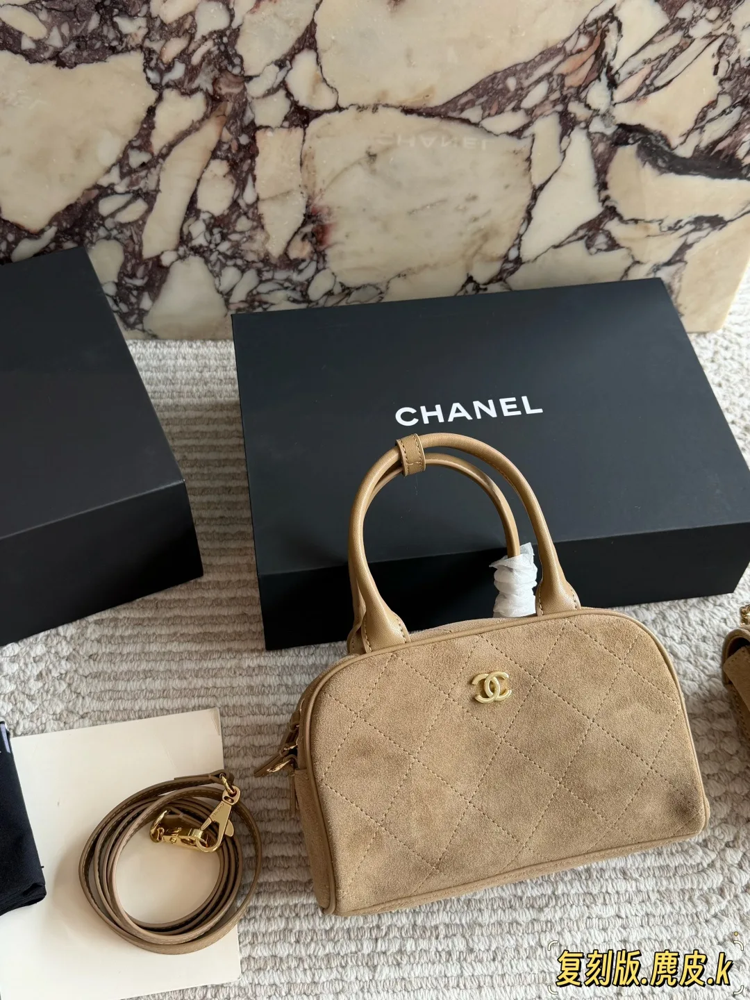 Chanel Quilted Handbag in Tan · view 1