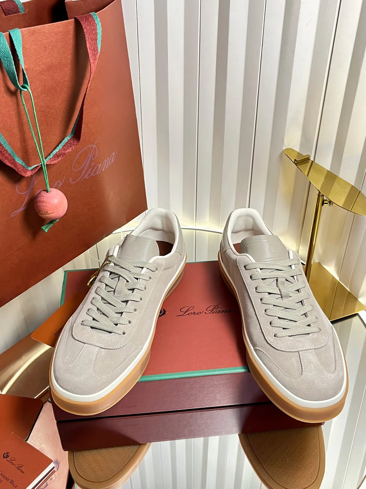Loro Piana Cashmere Low-Top Sneakers in Grey · view 3