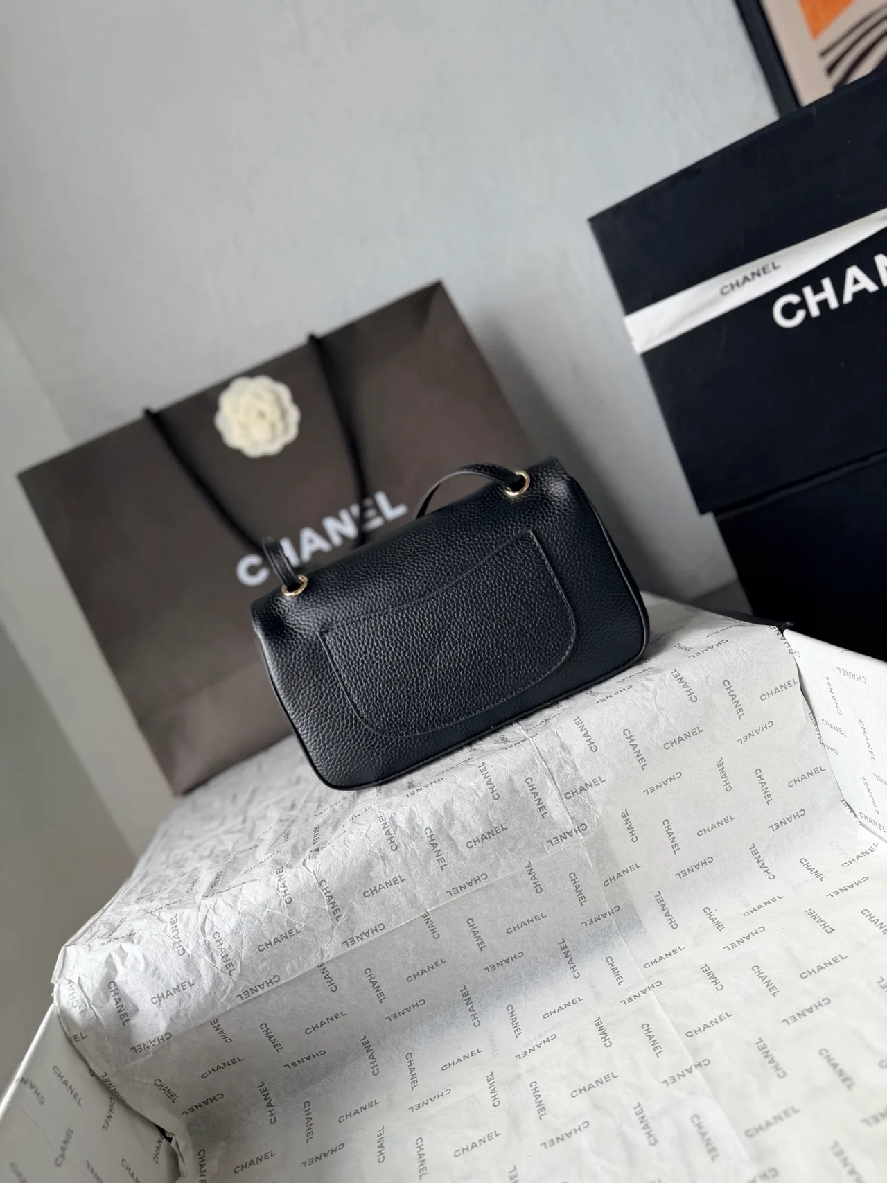 Chanel Cowhide Quilted Clutch in Black · view 4