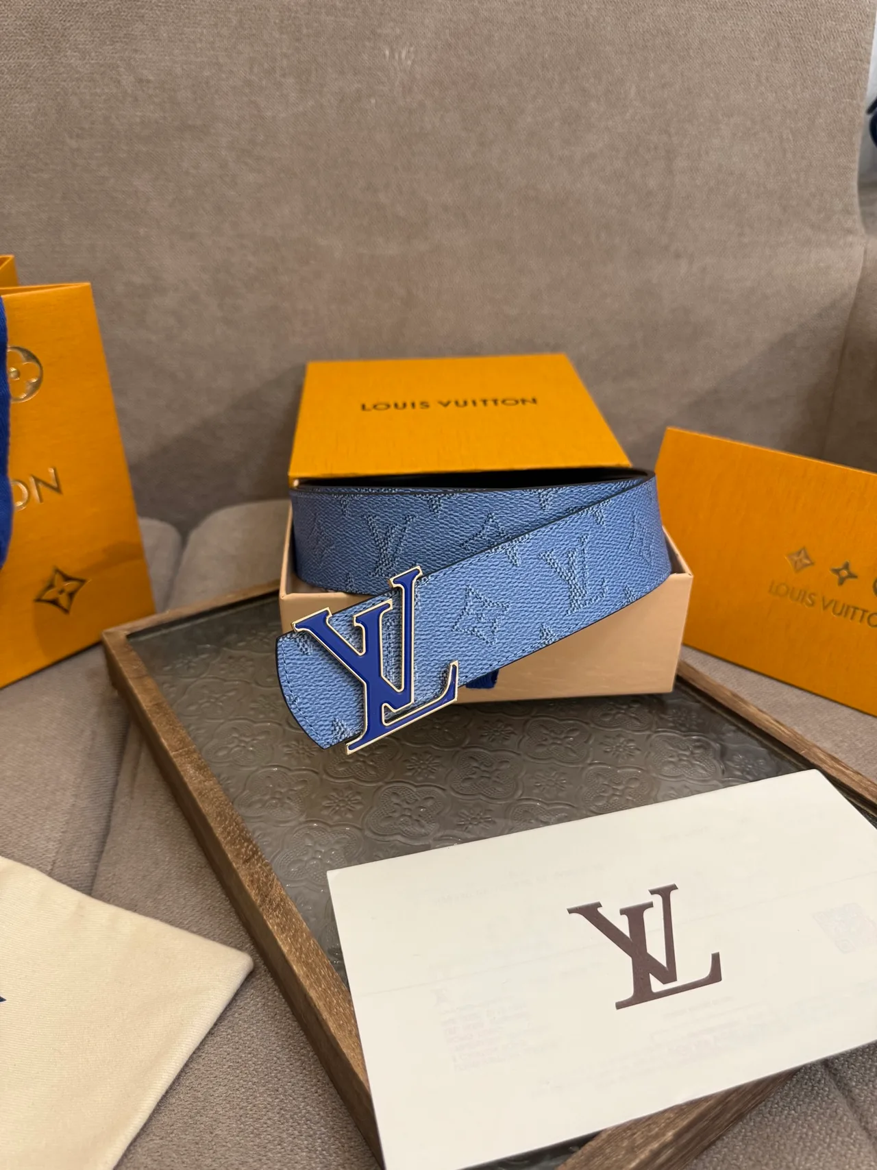 Louis Vuitton Leather Reversible Belt in Blue · view 1