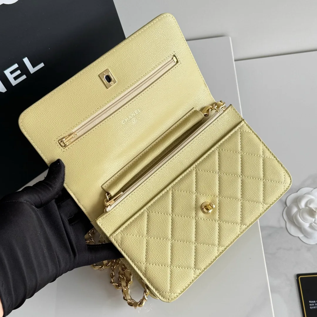 Chanel Calfskin Quilted Clutch in Yellow · view 7
