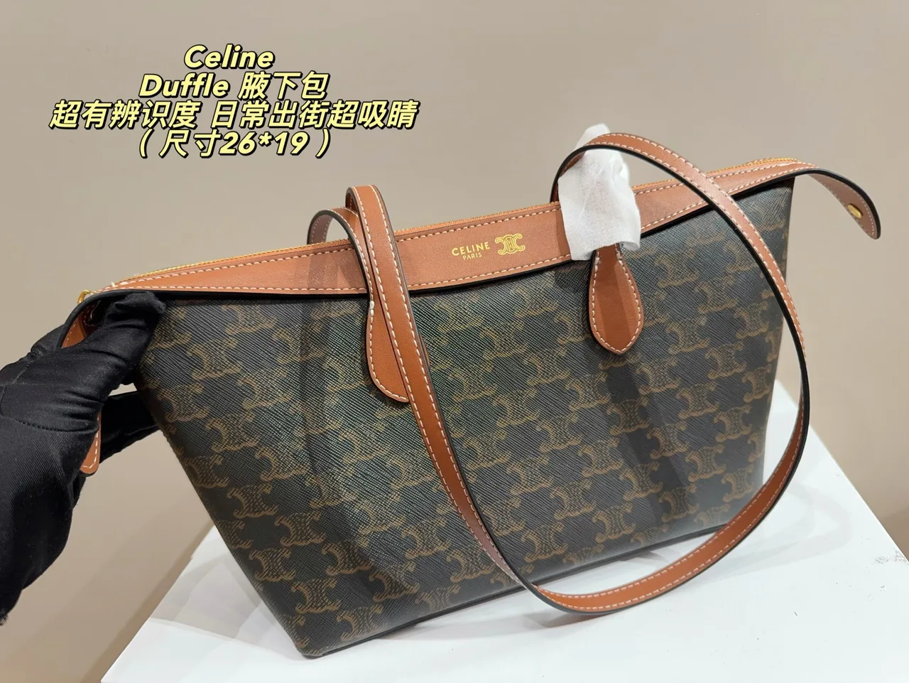 Celine Cowhide Canvas Crossbody Bag in Brown · view 3