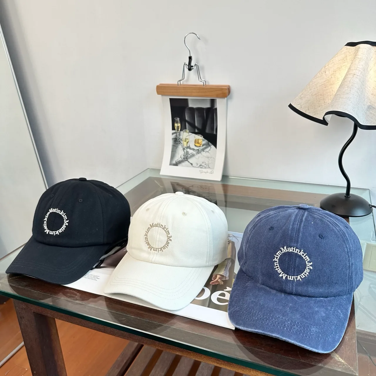 Matin Kim Baseball Cap in Blue & Black & White · view 2