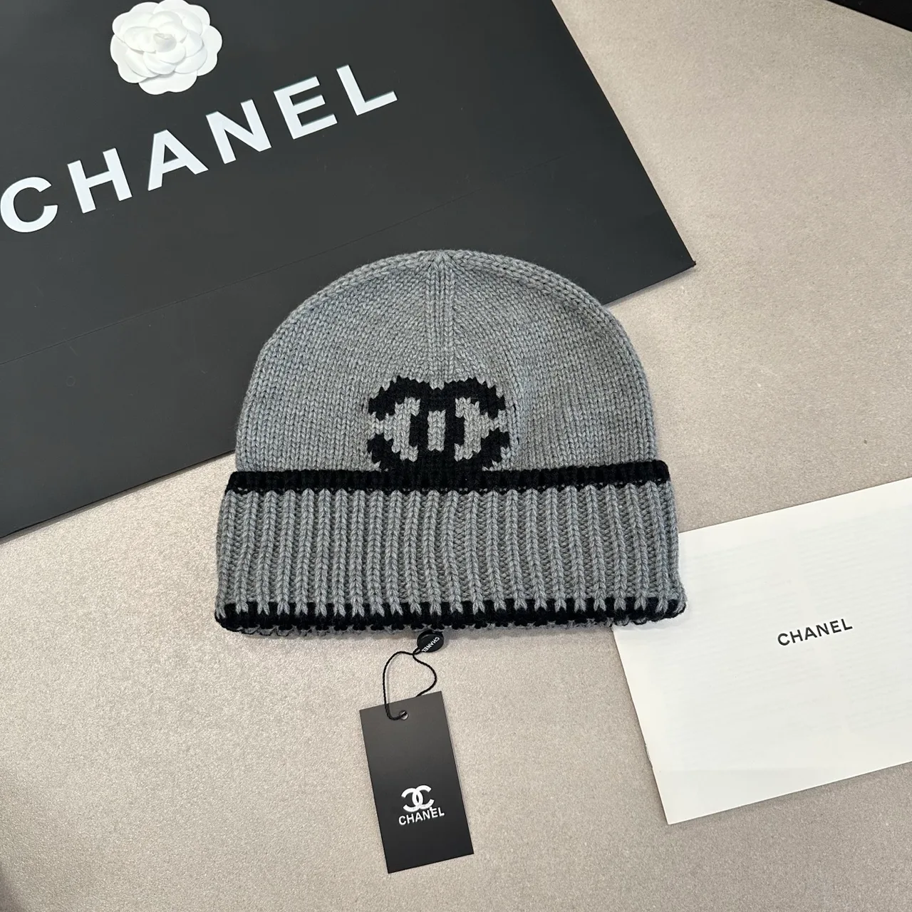 Chanel Beanie in Black & White & Grey · view 3
