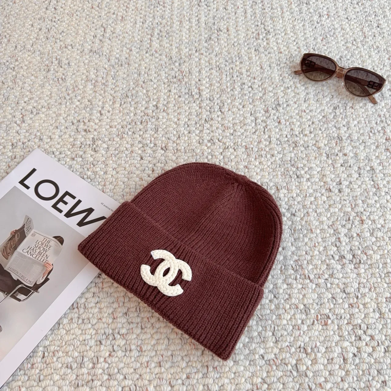 Chanel Beanie in Burgundy · view 6