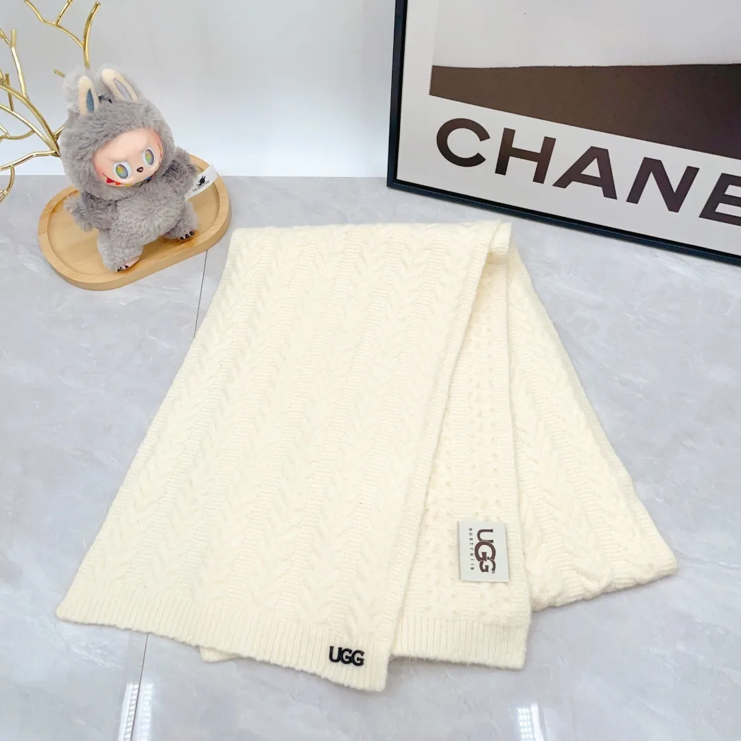 UGG Wool Embroidered Hat Scarf and Gloves Set in White · view 3