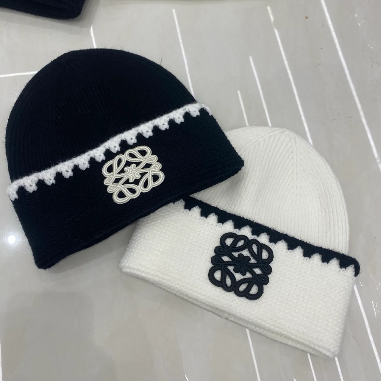 Loewe Beanie in White & Black · view 5