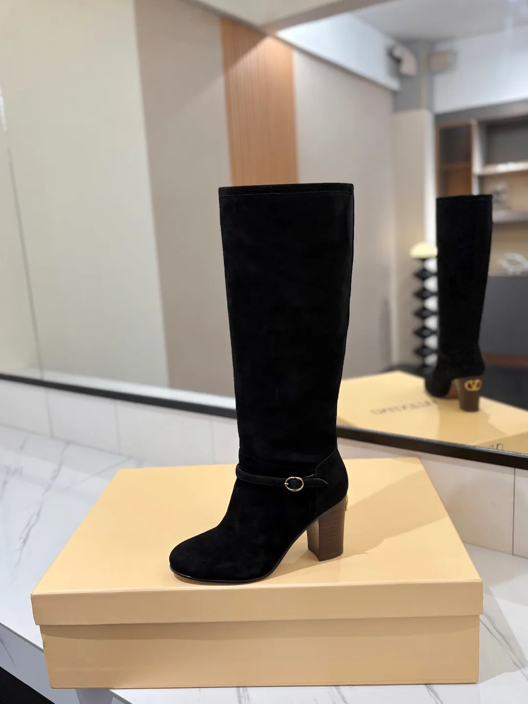 Valentino Calfskin Boots in Black · view 6