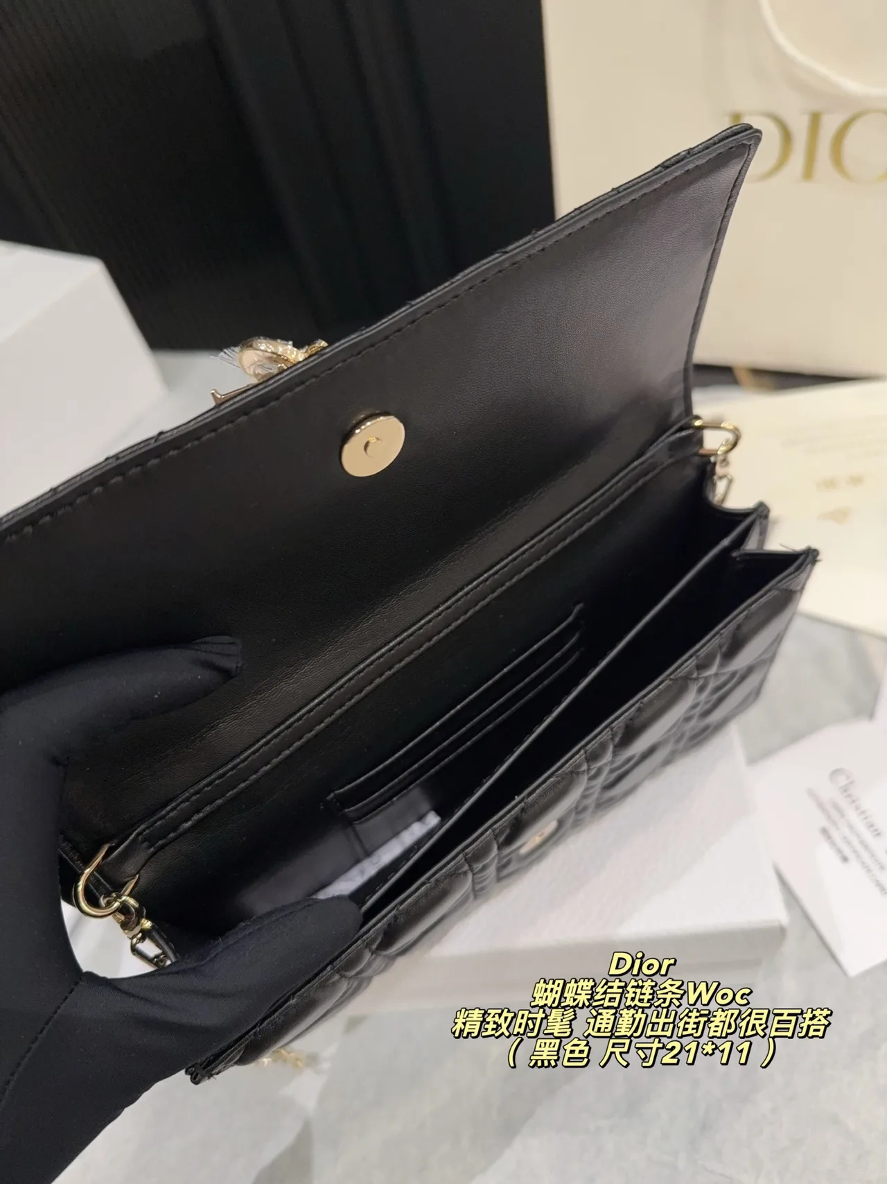 Dior Chain Wallet in Black · view 9