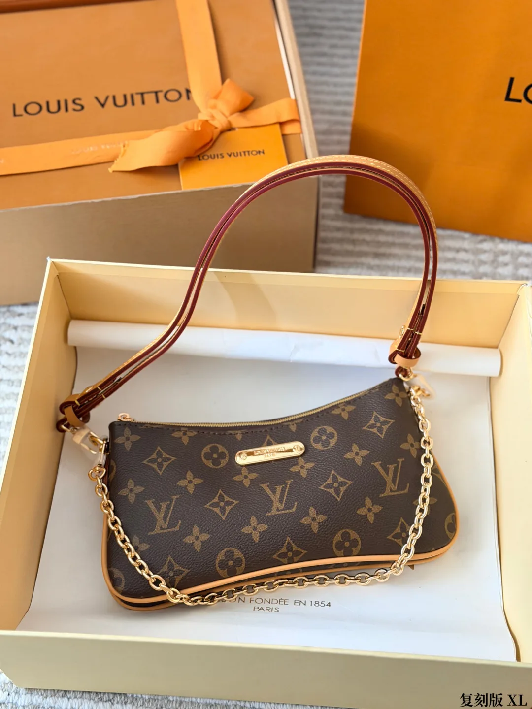 Louis Vuitton Cowhide Canvas Clutch in Brown · view 4
