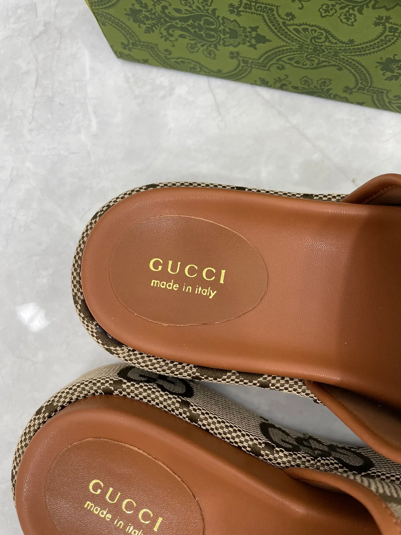 Gucci Platform Slides in Beige · view 8