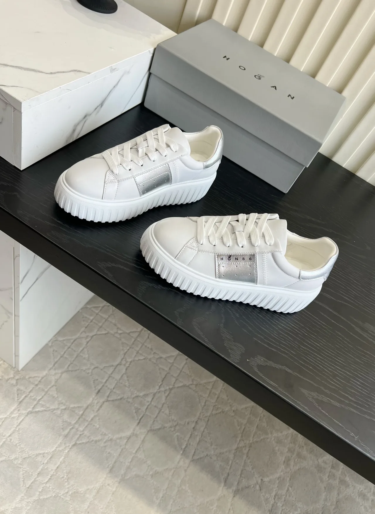 Hogan Cowhide Sneakers in White · view 2