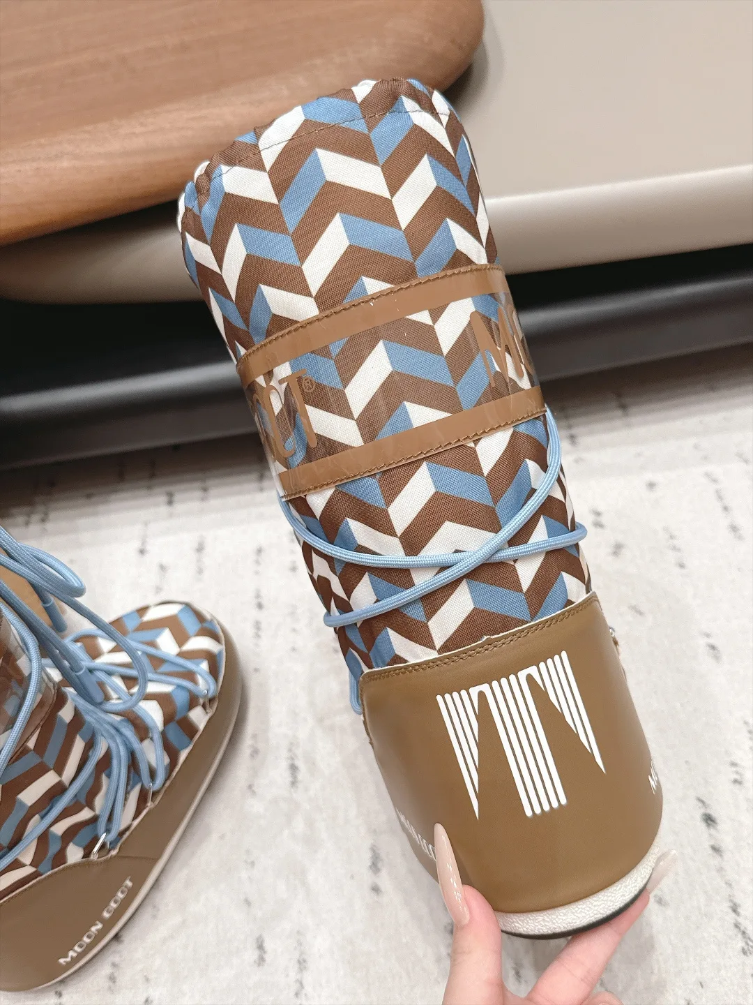 Moon Boot Woven Chevron Snow Boots in Brown · view 7