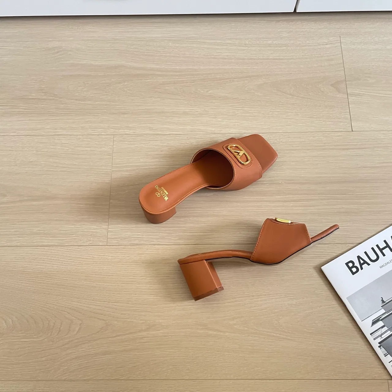 Valentino Sheepskin Mules in Brown · view 6