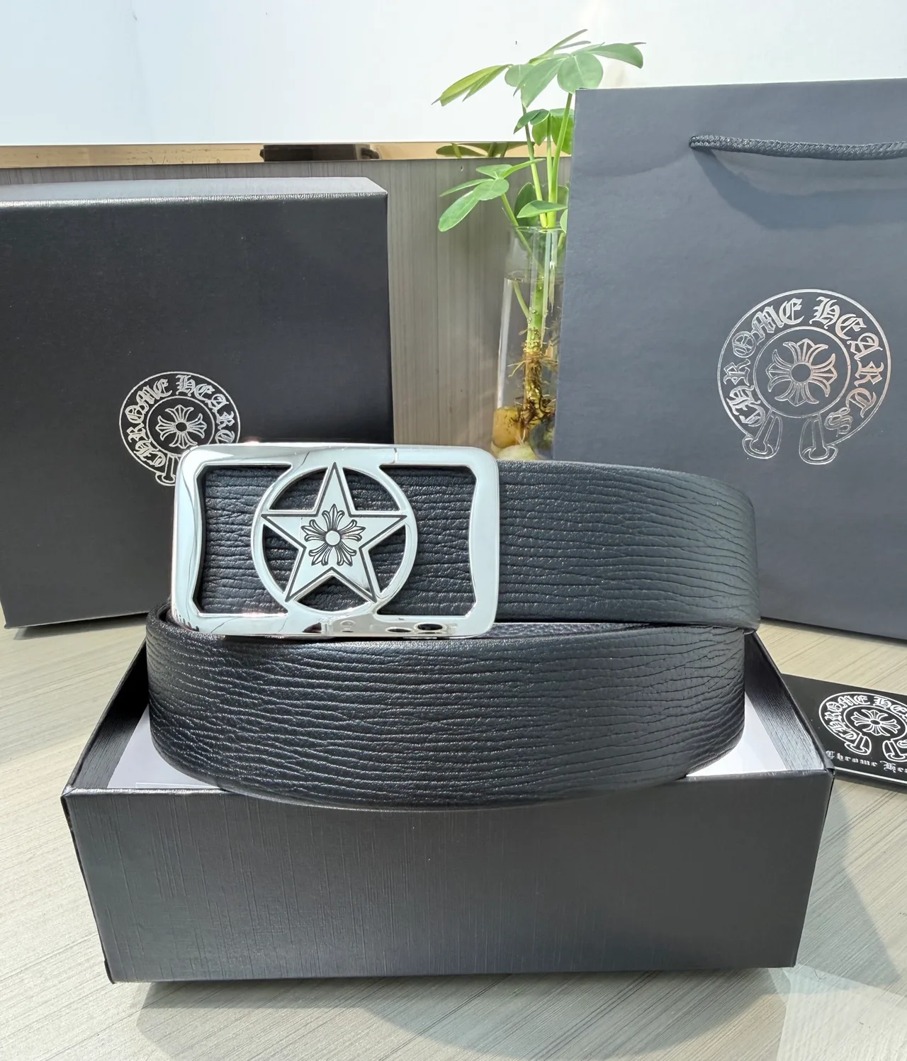 Chrome Hearts Calfskin Belt in Black · view 1