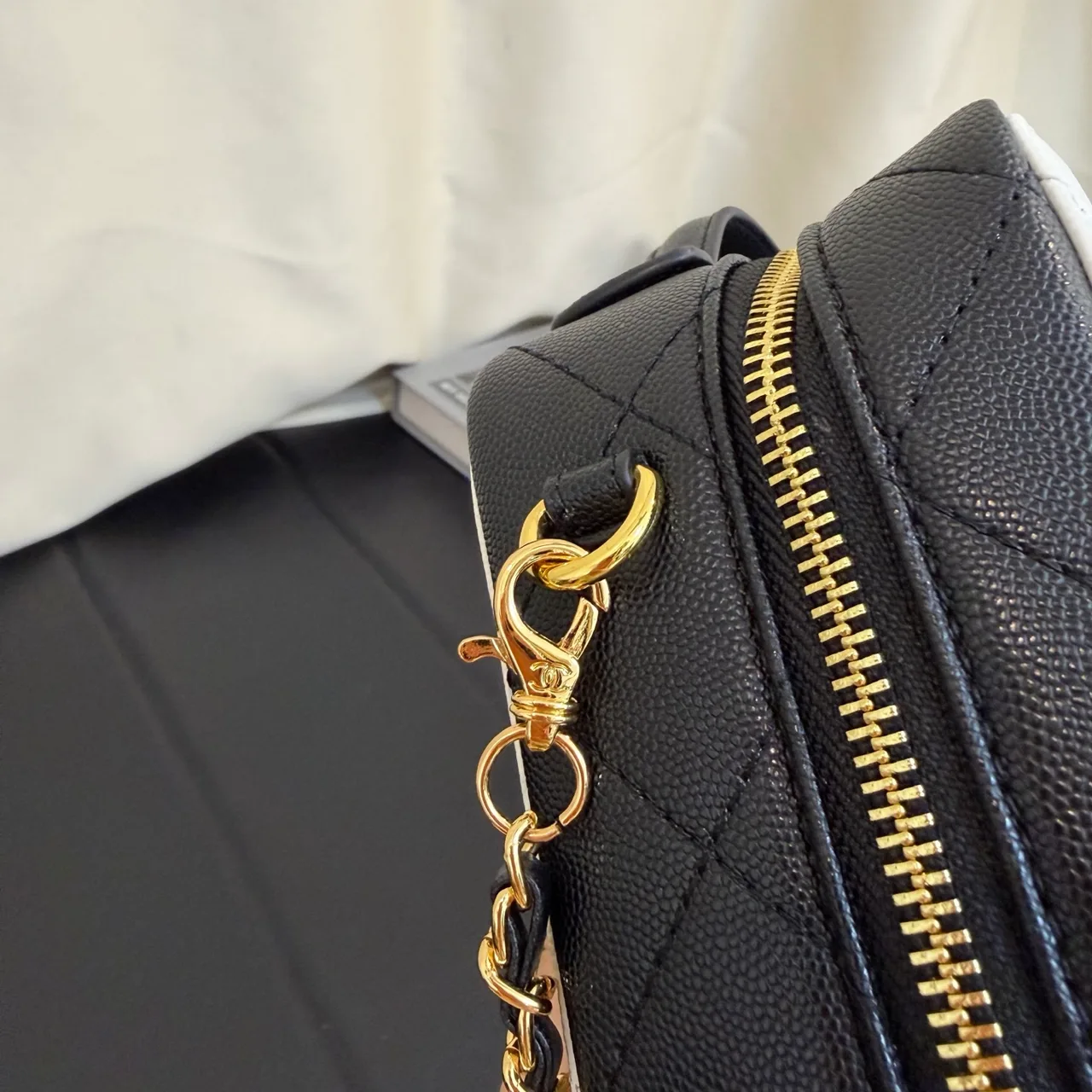 Chanel Quilted Box Shoulder Bag in White · view 7