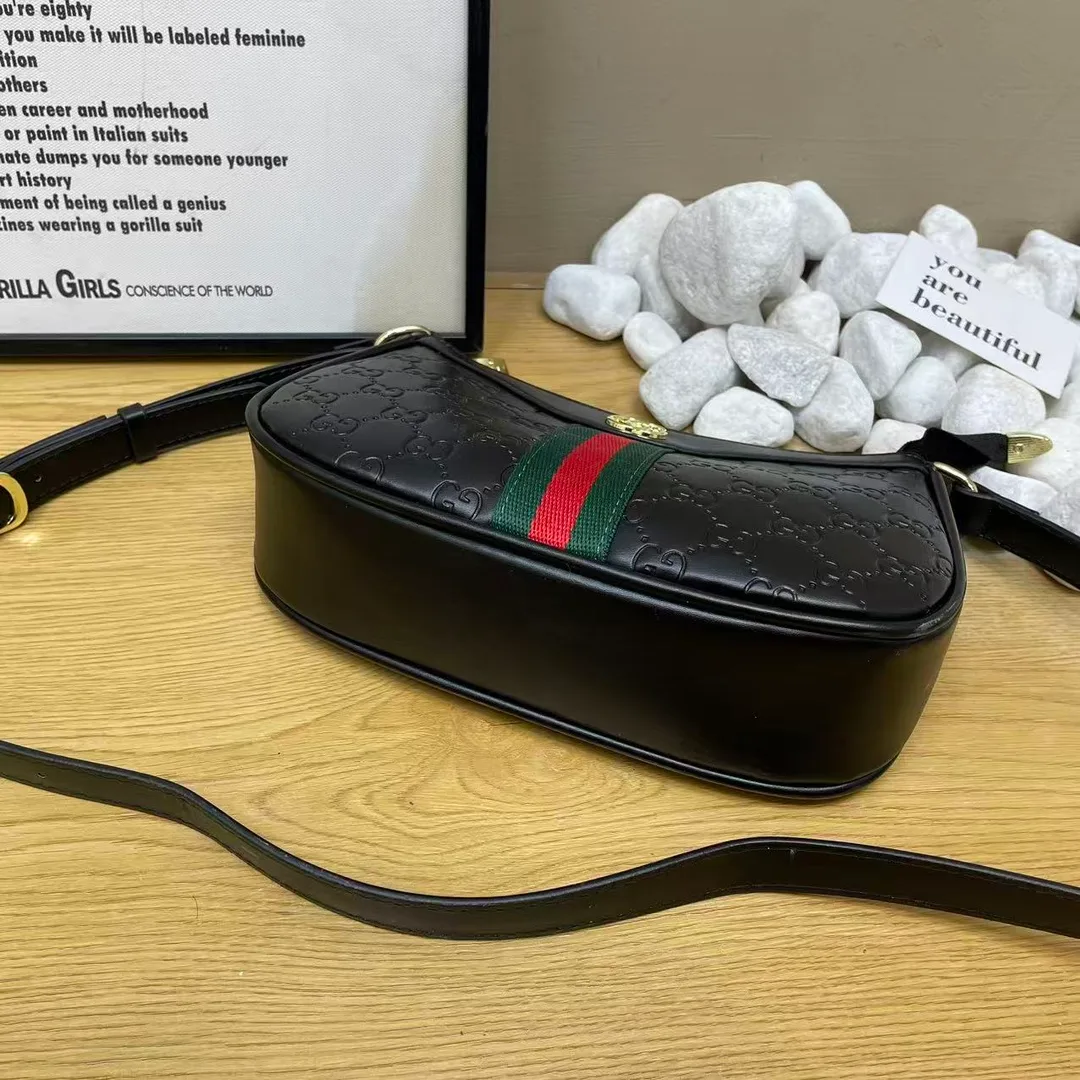 Gucci Web Shoulder Bag in Grey & Beige & Black · view 7