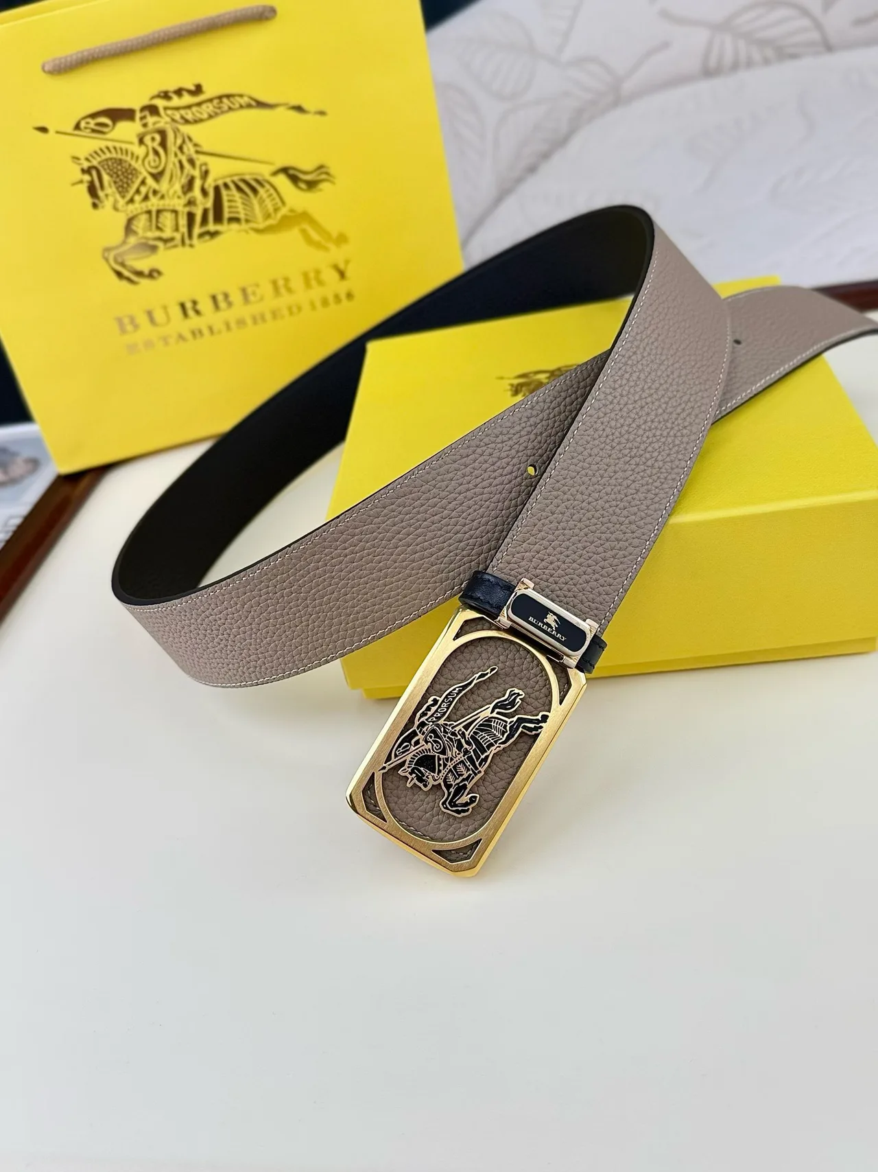 Burberry Reversible Belt in Grey · view 5