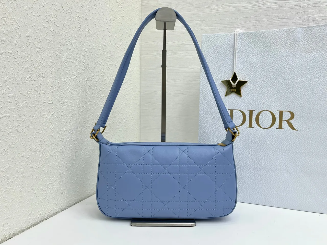 Dior Quilted Shoulder Bag in Blue · view 2