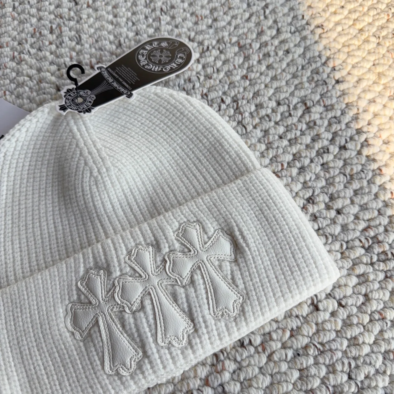 Loewe Ribbed Embroidered Beanie in White · view 5