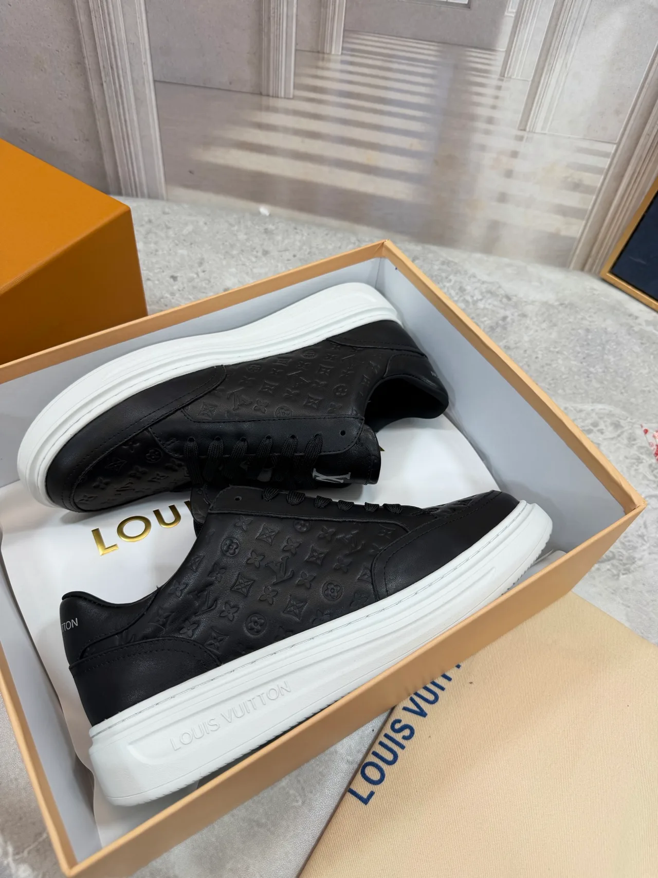 Louis Vuitton Calfskin Sneakers in Black · view 6