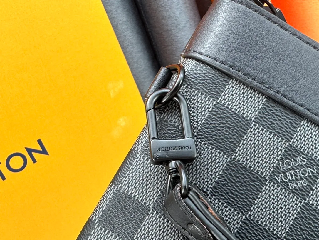 Louis Vuitton Canvas Check Damier Wristlet Pouch in Black · view 7