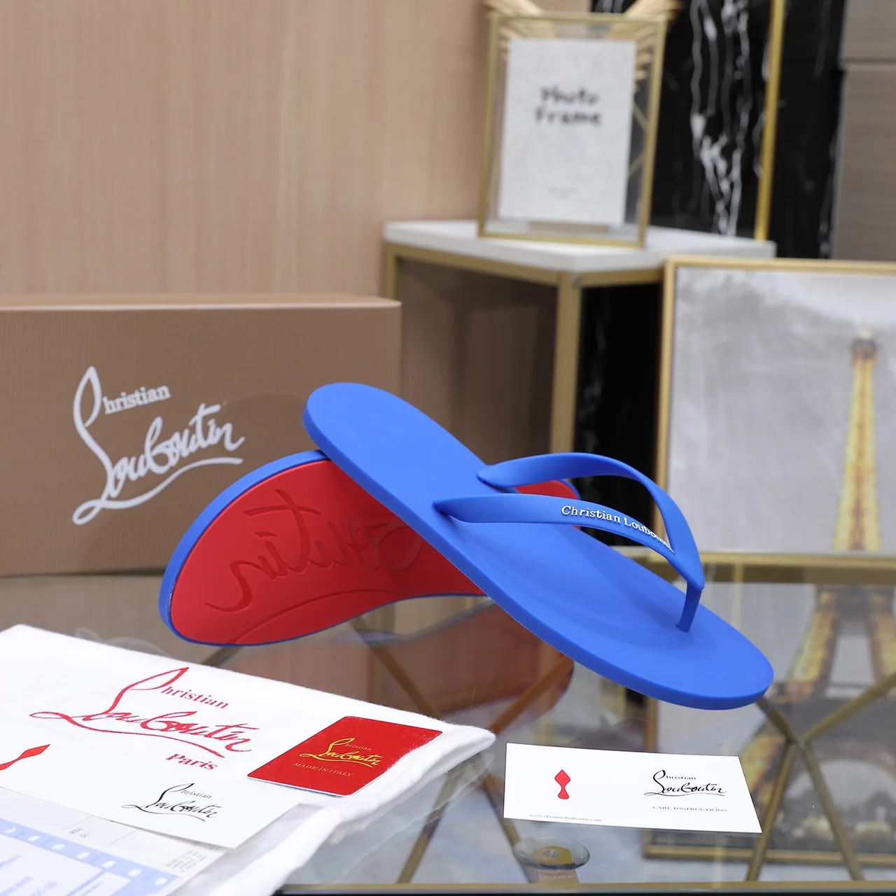 Christian Louboutin Flip-Flops in Blue & Green & Pink & Yellow · view 4