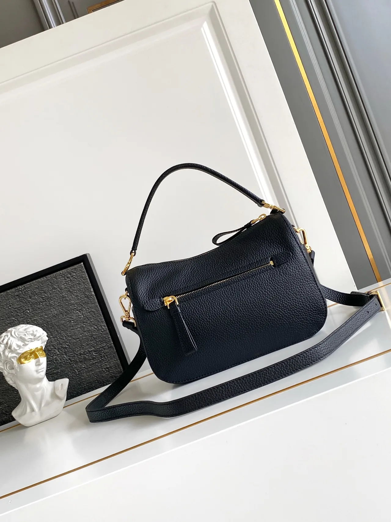 Prada Calfskin Hobo Bag in Black · view 3
