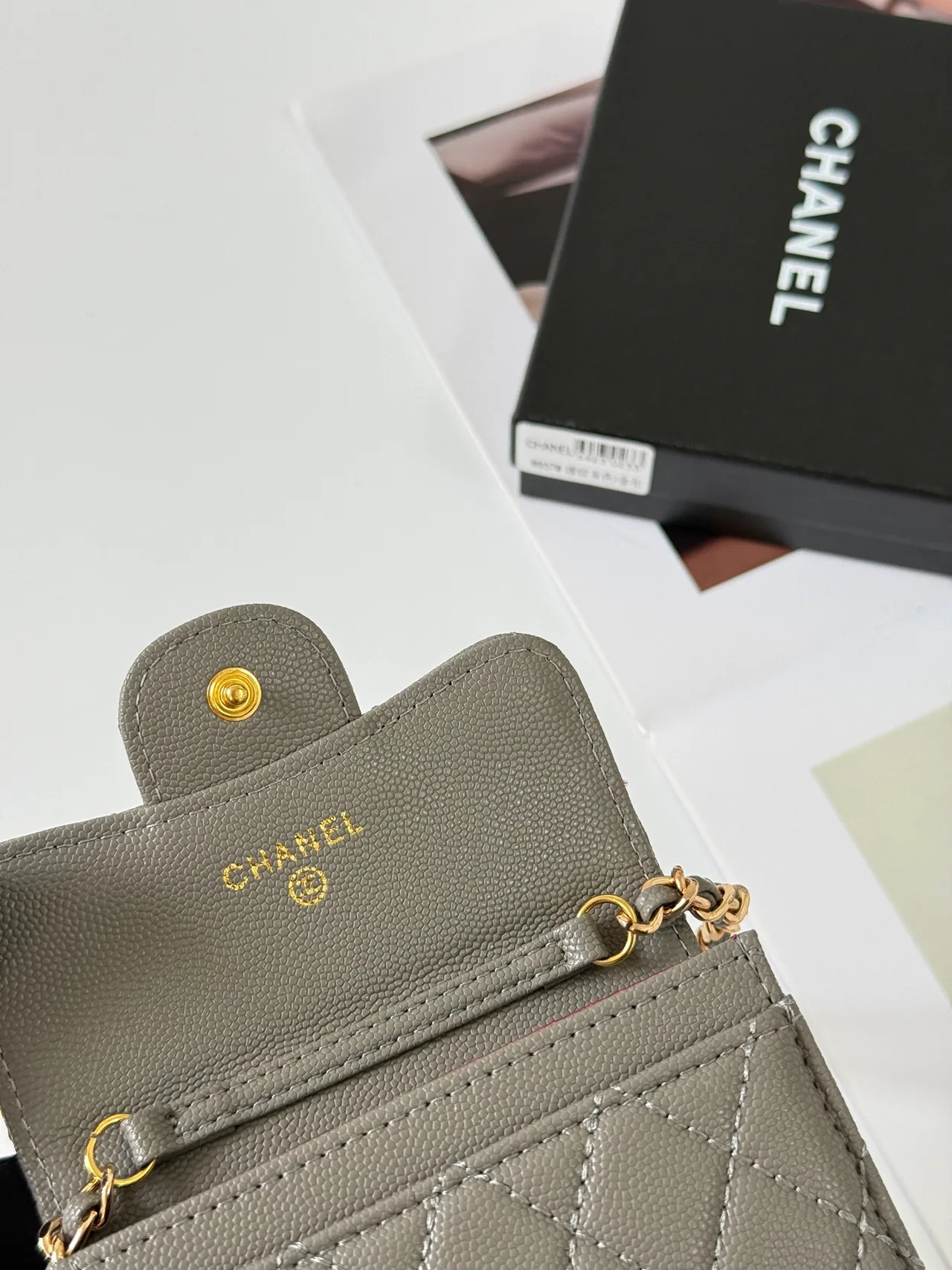 Chanel Quilted Wallet in Grey · view 5